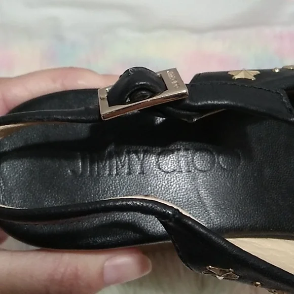 Authentic Jimmy Choo Star Studded Wedge Sandals Sz.7 or 37 Worn 1X - Picture 14 of 16